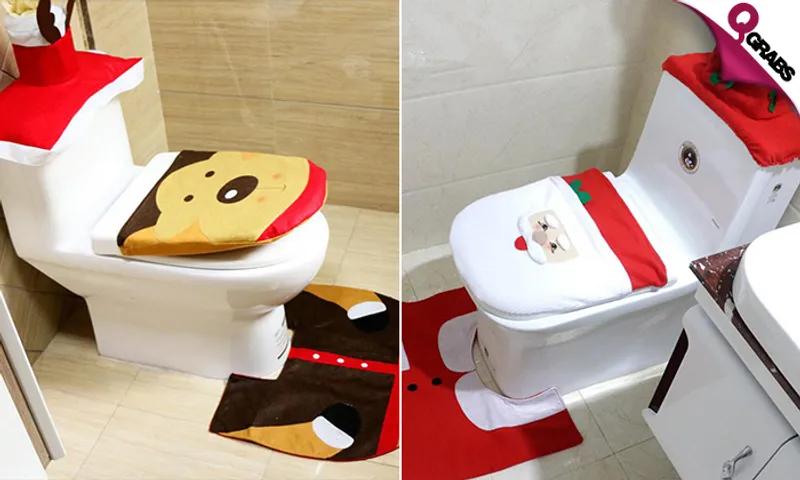 Christmas-Themed Toilet Decor Set!
